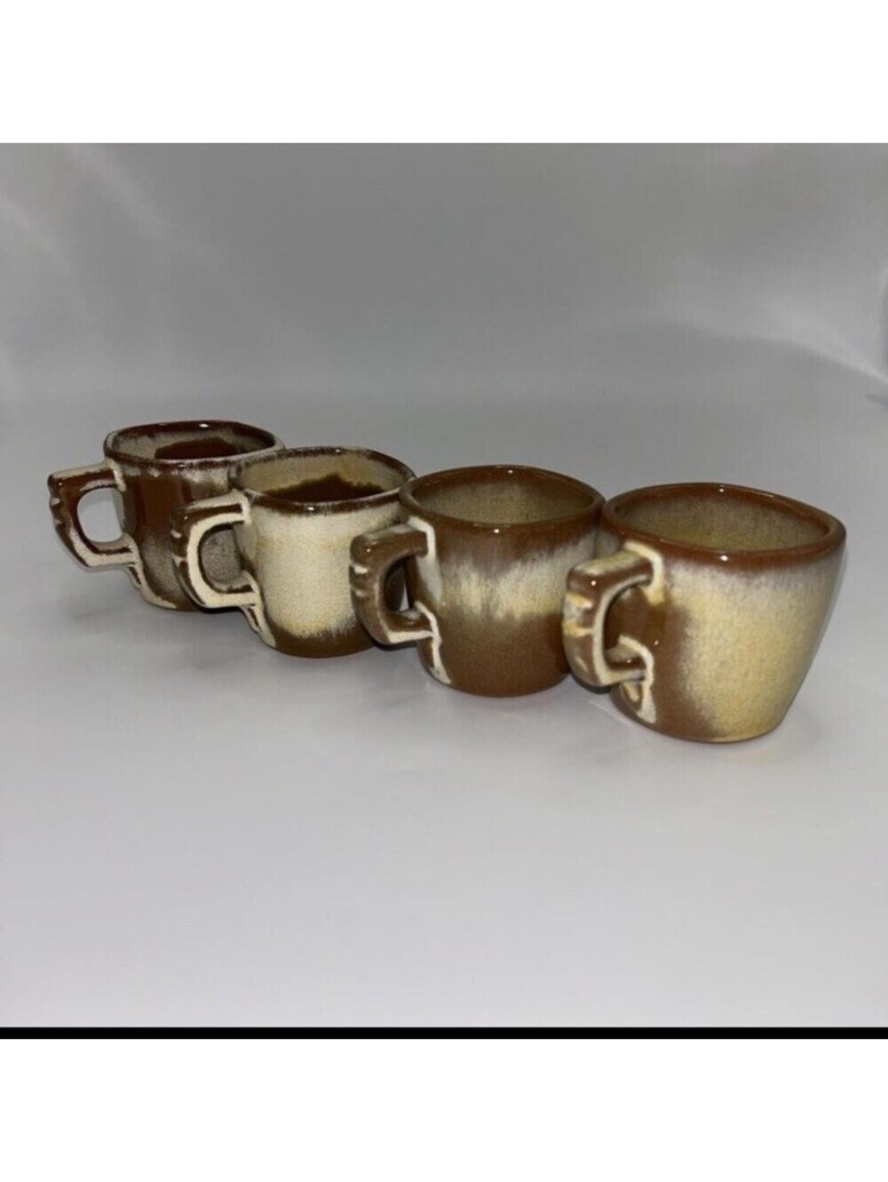 Vintage Frankoma 5DC Demitasse Cups Set of 4 Plainsman Brown Satin Pottery